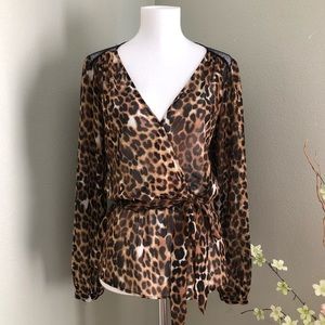 Express Leopard Print and Lace Blouse